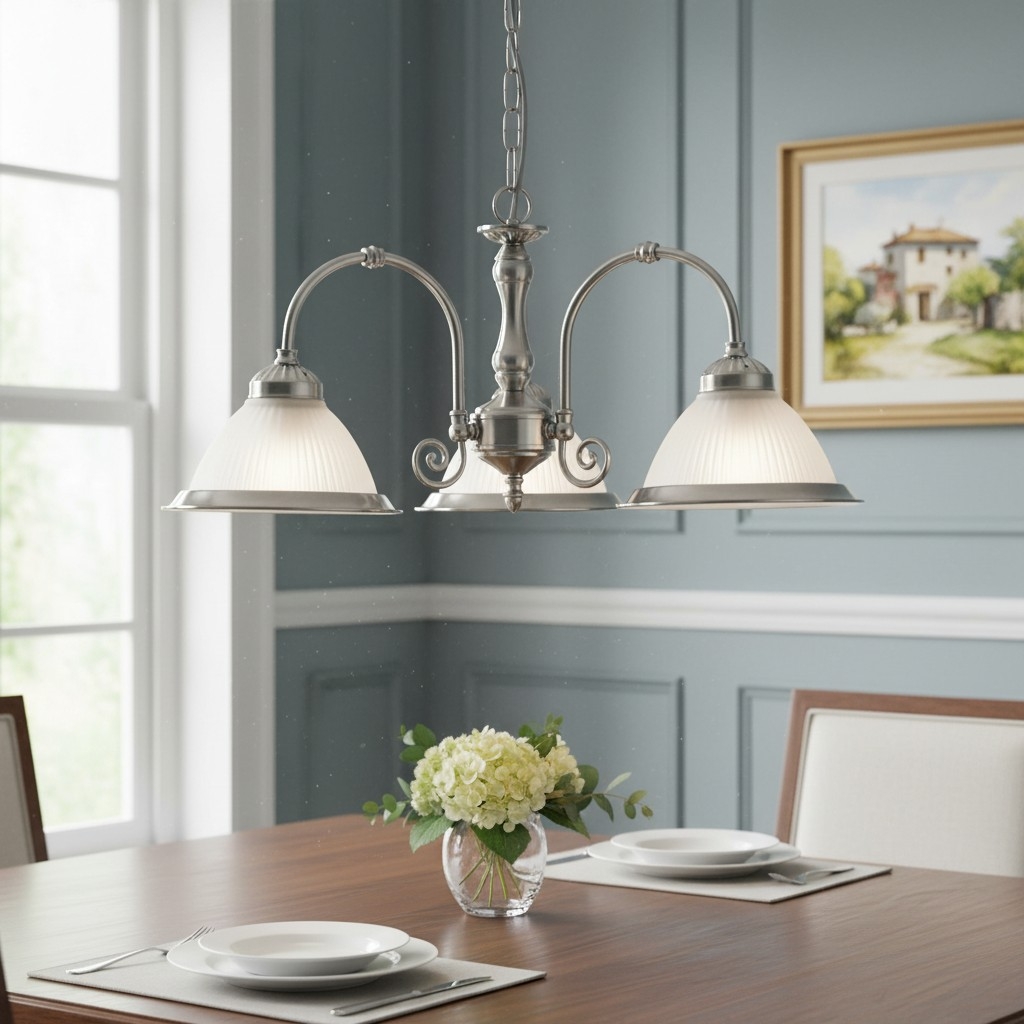 TF Vintora Ribbed Glass Pendant Light - Elegant Metal Trim for Kitchens, Dining Areas and Hallways T1022