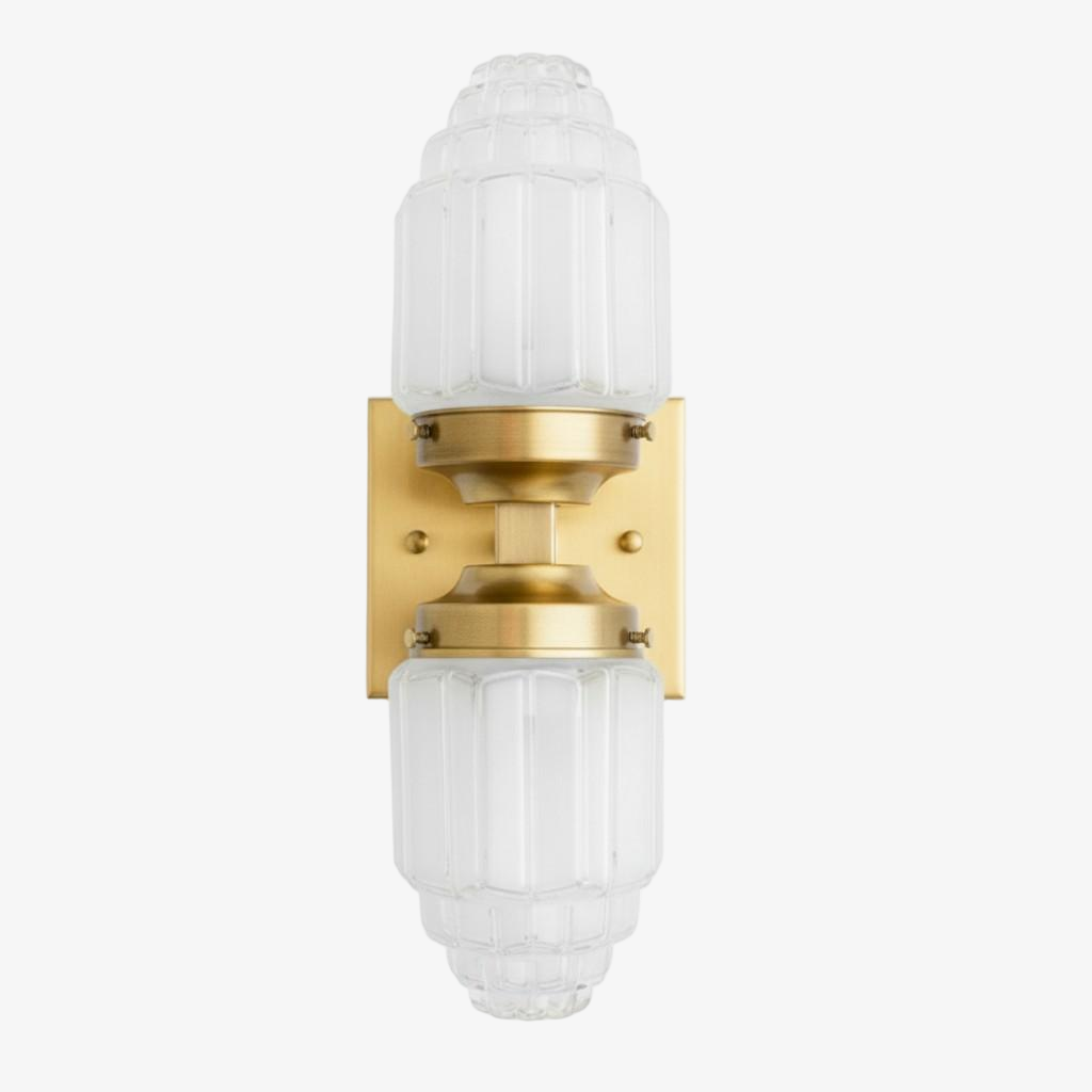 Tierlux Glass Art Deco Wall Sconce - Glass Frosted Globes with Skyscraper Globe T294