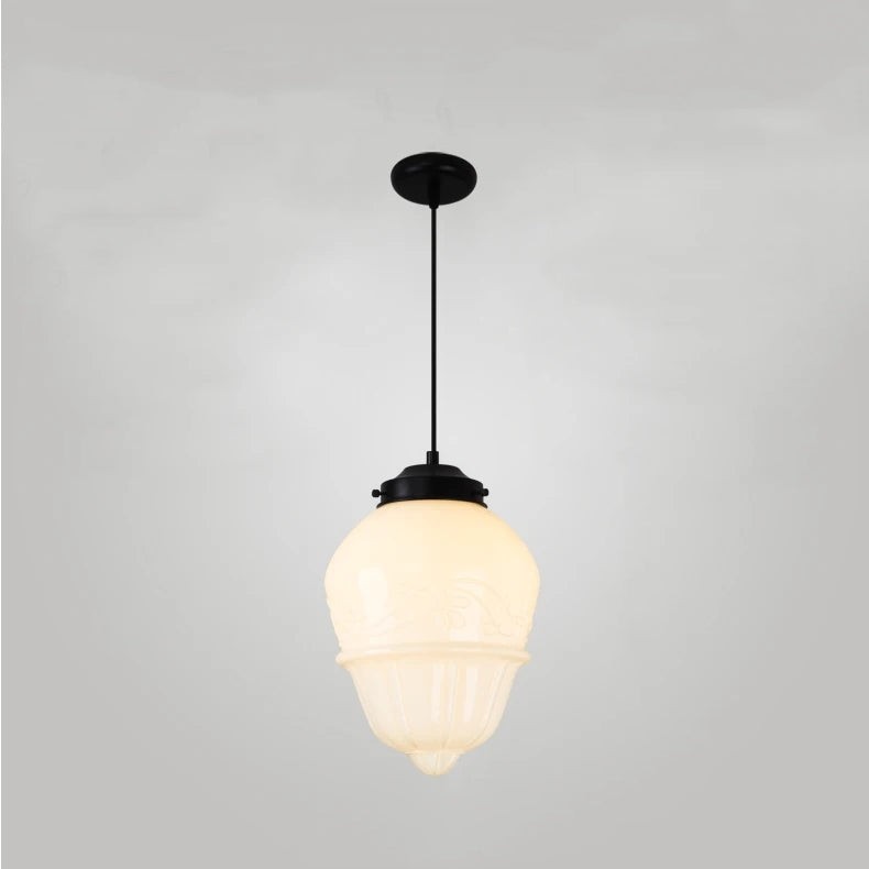Vintage White Milk Glass Geometric Jar Pendant Light G96