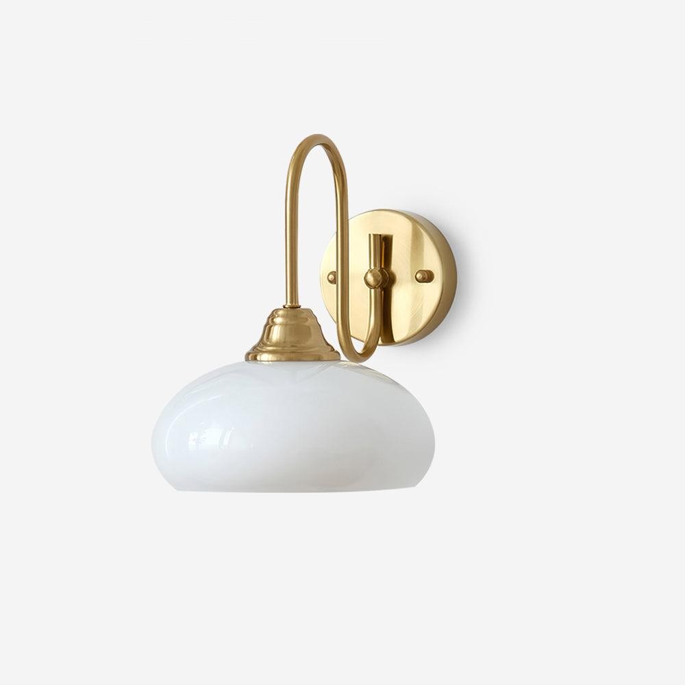 Bauhaus Wind Cream Glass Shade Metal Curved Pole Wall Sconce G45