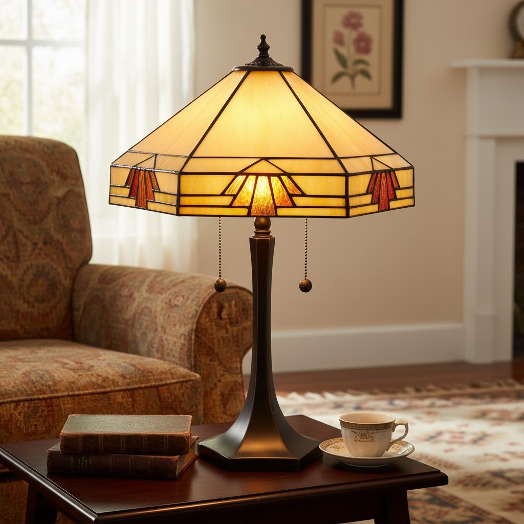 TF Nevada Geometric Stained Glass Table Light - Table Lamp for Living Rooms and Bedrooms T936