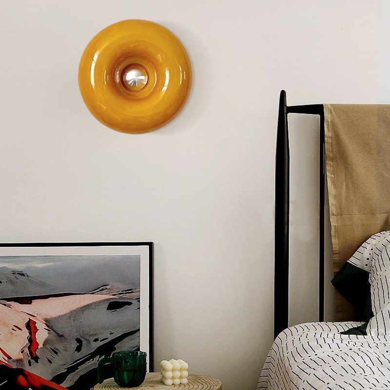 Glass Donut Table Wall Lamp - Bauhaus Style Accent Light Fixture S77
