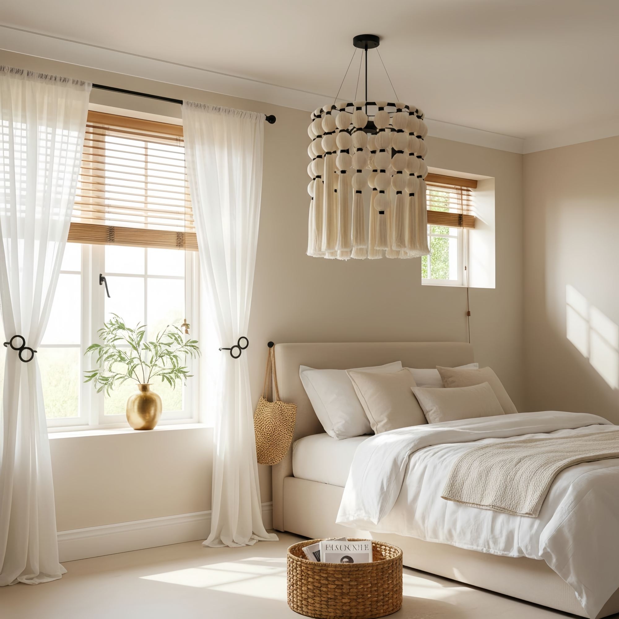 Modulune Modern Elegant Handmade Chandelier with White Cotton Fringe for Living Room T1139