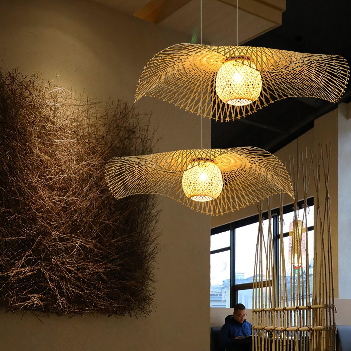 Bamboo Lotus Leaf Pendant Lamp P004