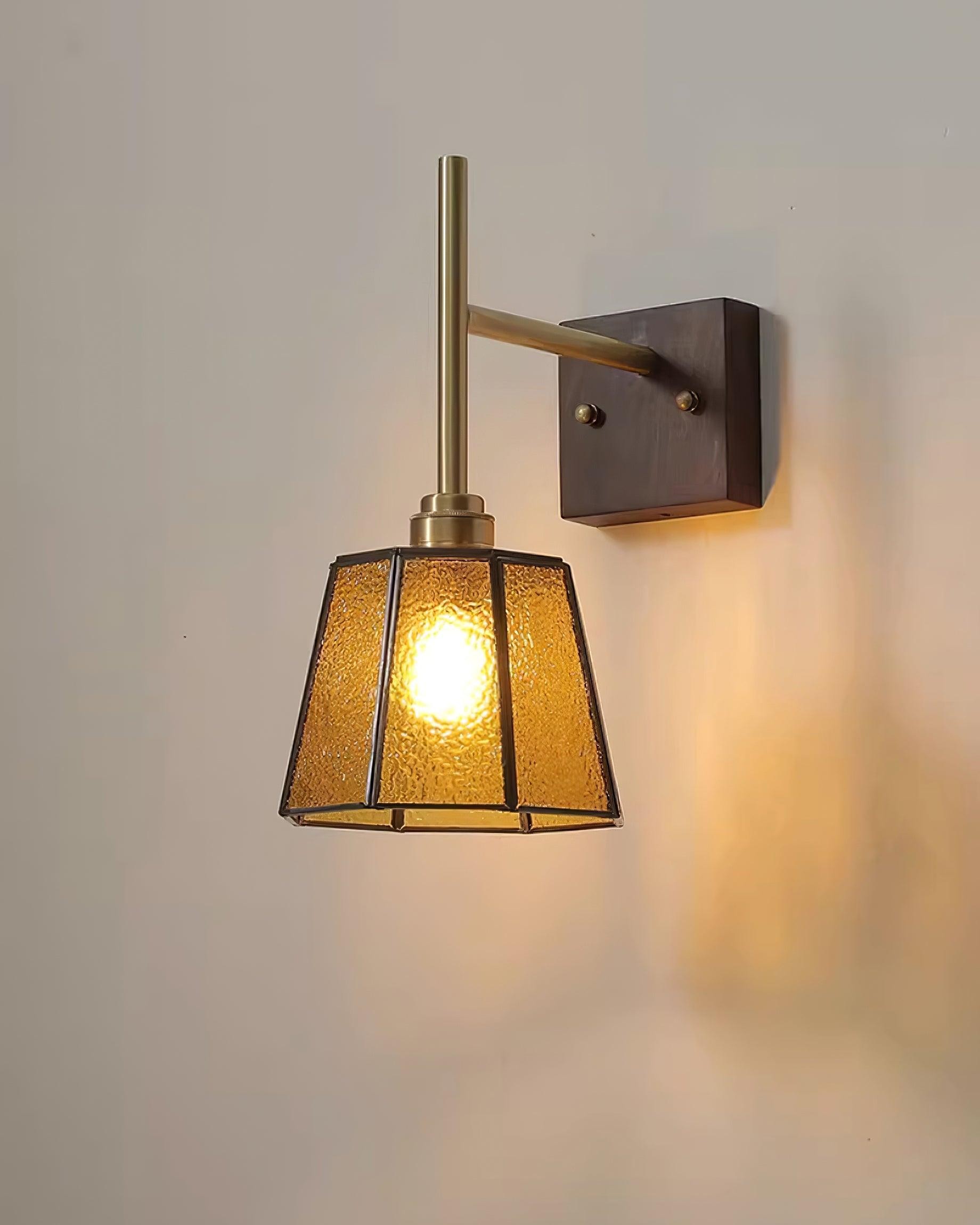 Vintage Brass Walnut Wall Lamp M207