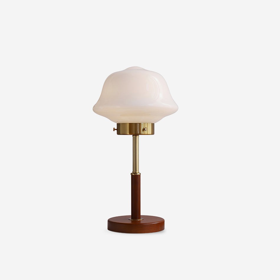 Mid Century Vintage Walnut Glass Table Lamp M292