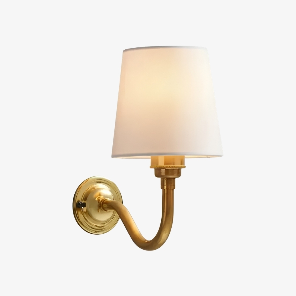 Cottaloy Vintage Fabric Curved Arm Wall Lamp for Living Room or Bedroom T2249