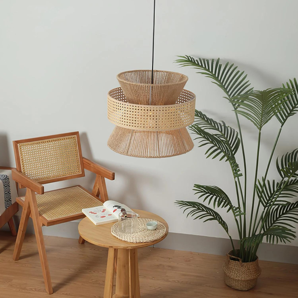 Handwoven Hemp Rope Rattan Veil Pendant Light T2037