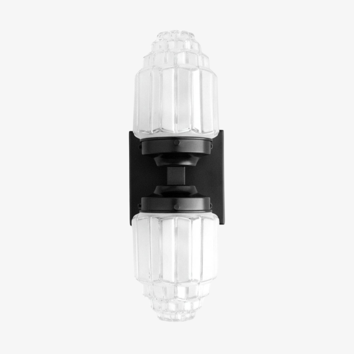 Tierlux Glass Art Deco Wall Sconce - Glass Frosted Globes with Skyscraper Globe T294