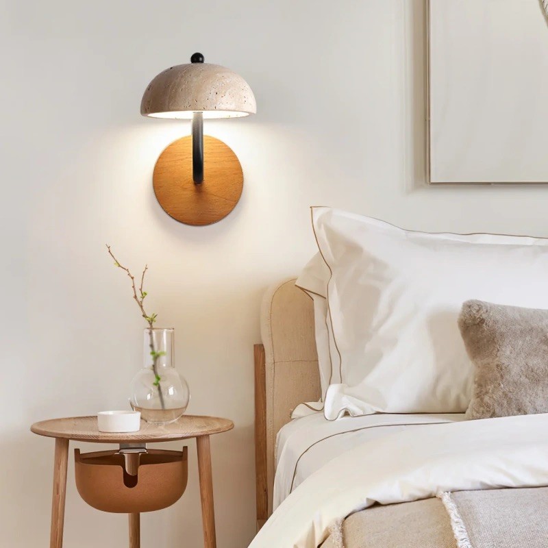 Travertine Umbrella Wall Lamp - Vintage Design with Integrated LED S314