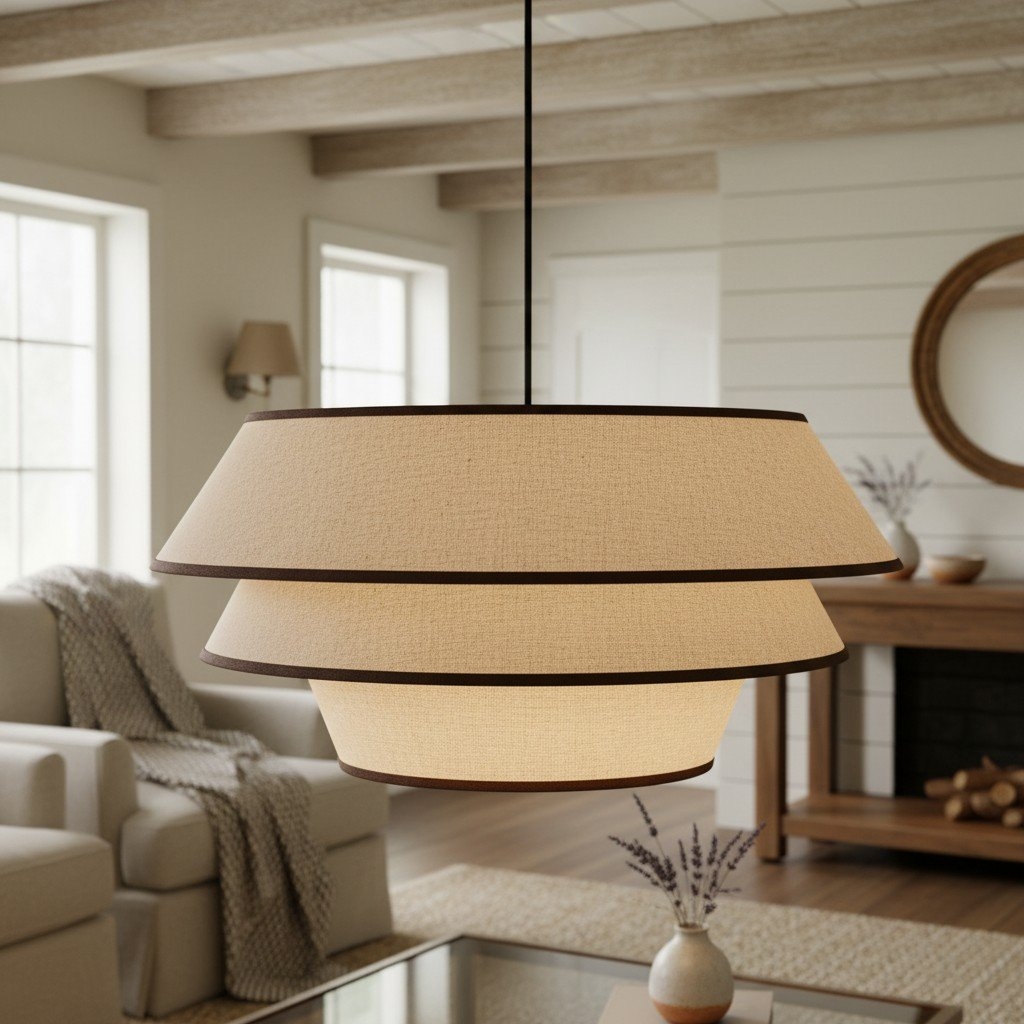 Tarivon Steel Frame Pendant with Fabric Shade - Modern Hanging Lamp for Dining Rooms T696