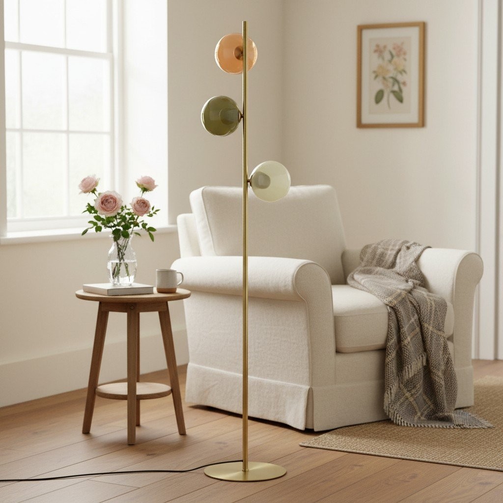 Opal Glass Floor Lamp - Modern Standing Light T419