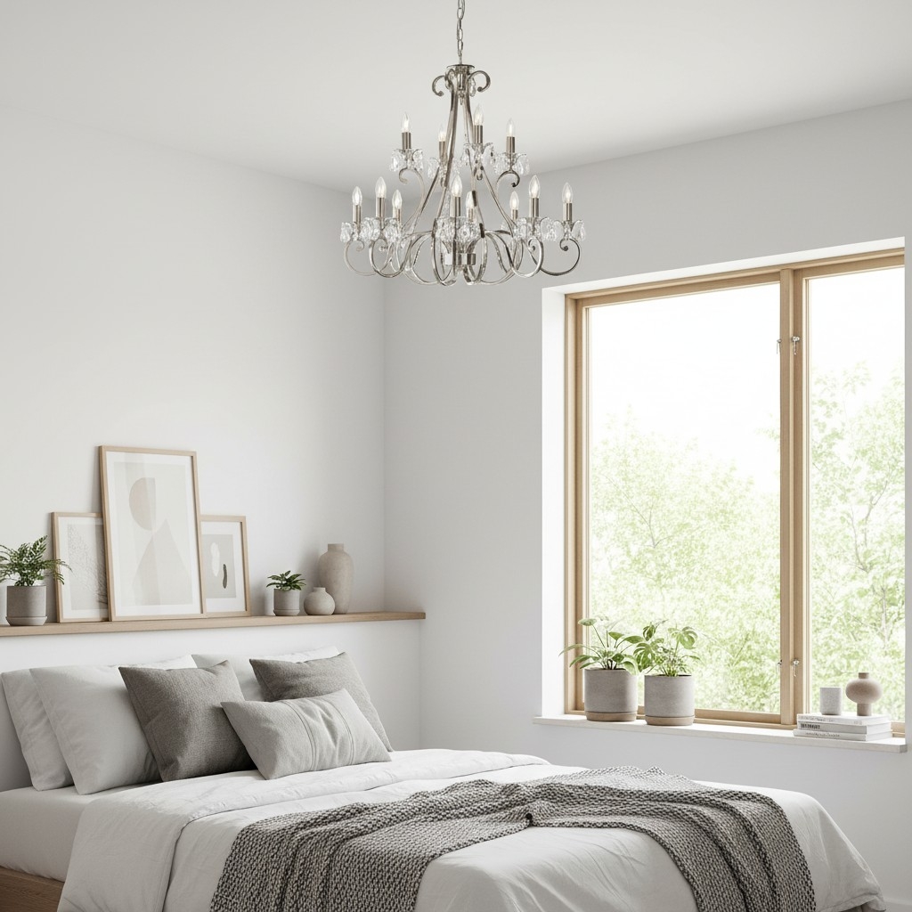 Talonis Crystal Chandelier - Traditional Candle-Style Brass and Nickel for Living Room and Dining Room T962