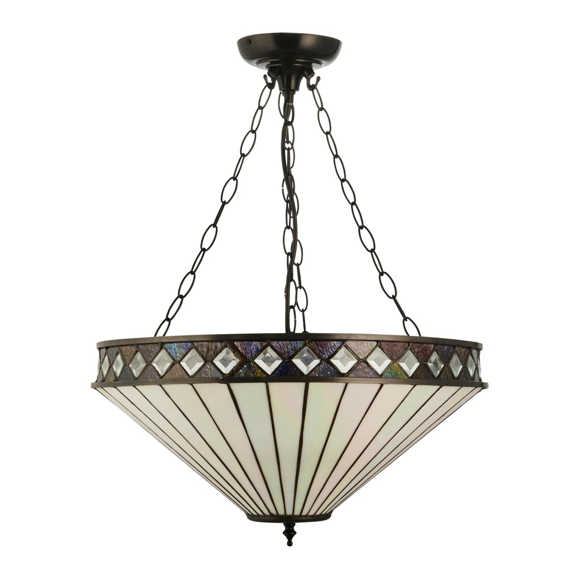 TF Fargo Adjustable Pendant with Stained Glass Inspired Inverted Shade for Island and Dining T981