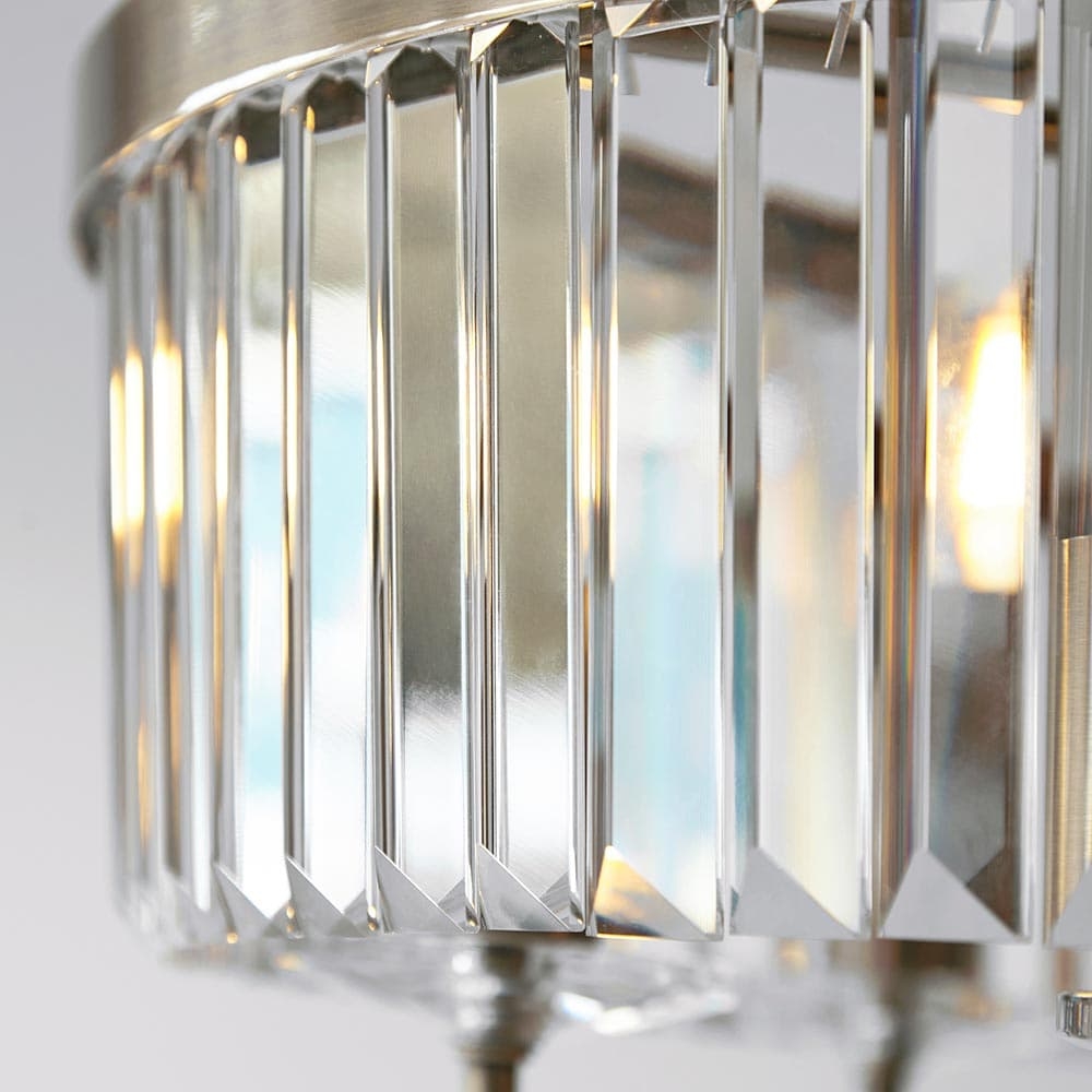Beveline 3 Light Round Semi Flush - Faceted Cut Glass Shade Metal Finish for Hallways and Bedrooms T882