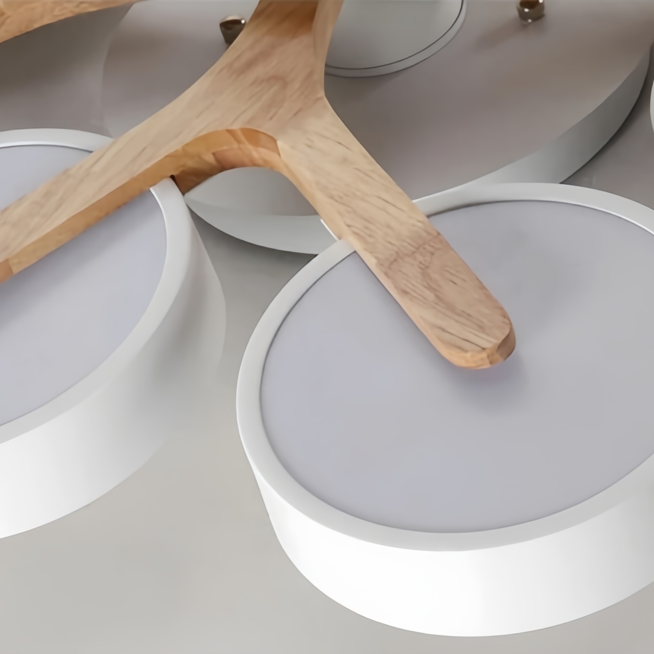 Modern Wooden Disc Ceiling Lamp - LED Semi-Flush Mount for Living Room S386