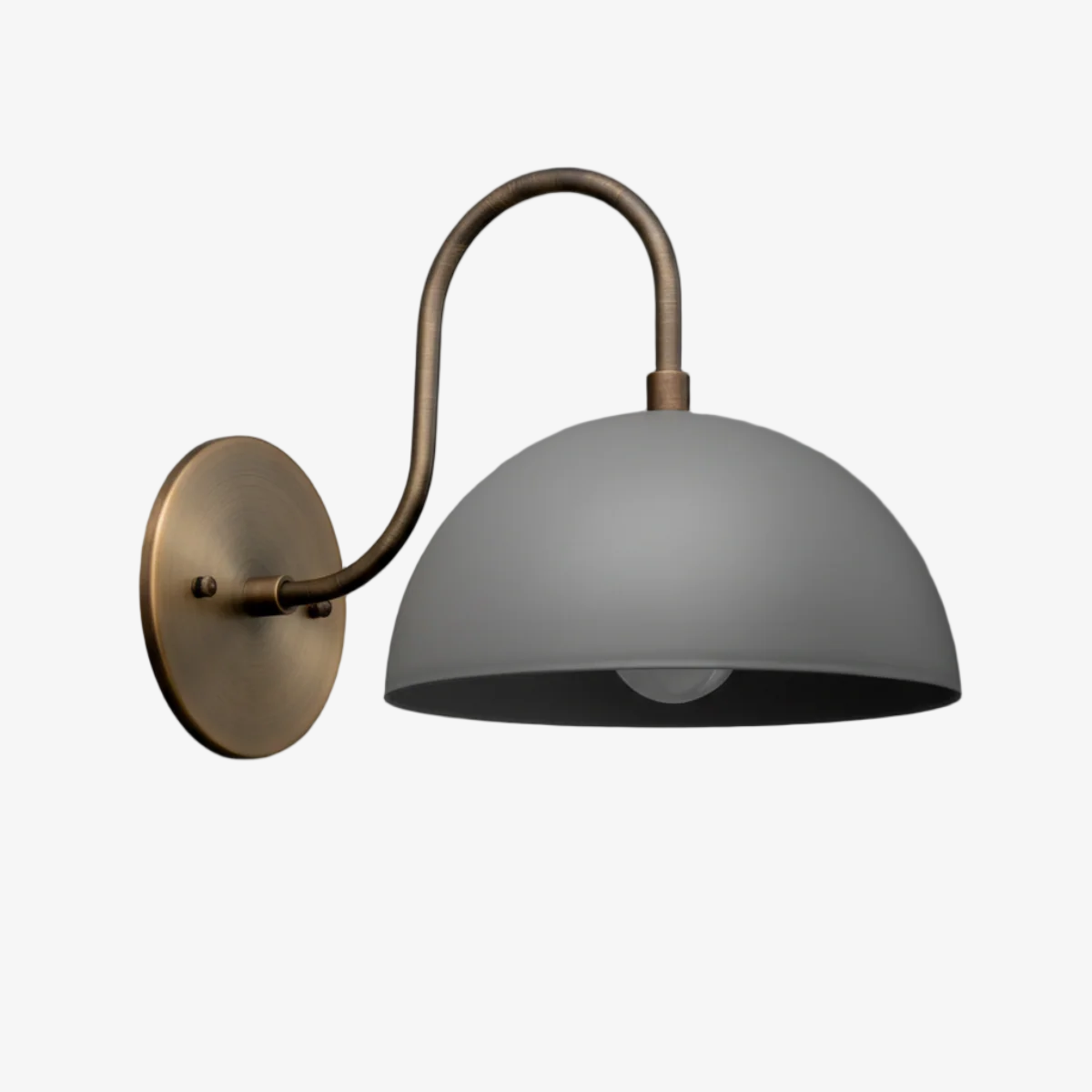 Curva Metal  Industrial Wall Sconce - Curved Brass Arm - Hammered Dome Light Fixture T408