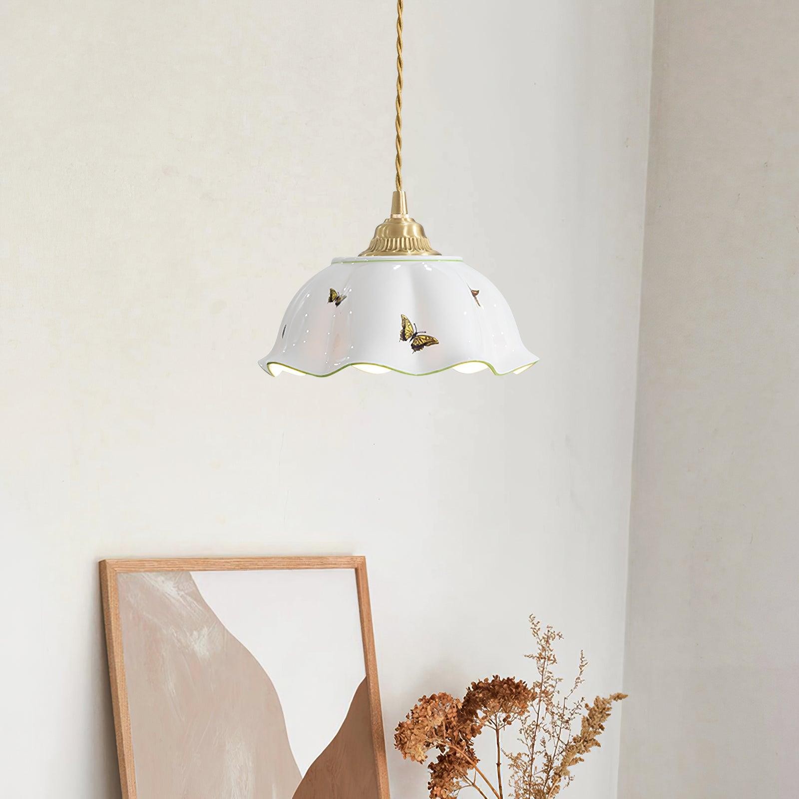 Retro Cream Style Ceramic Pendant Lamp G44