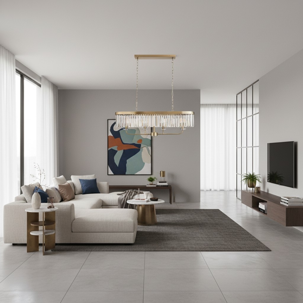 Beveline 4-Light Linear Ceiling Pendant With Cut Faceted Glass - Sleek Metal Frame For Dining T858