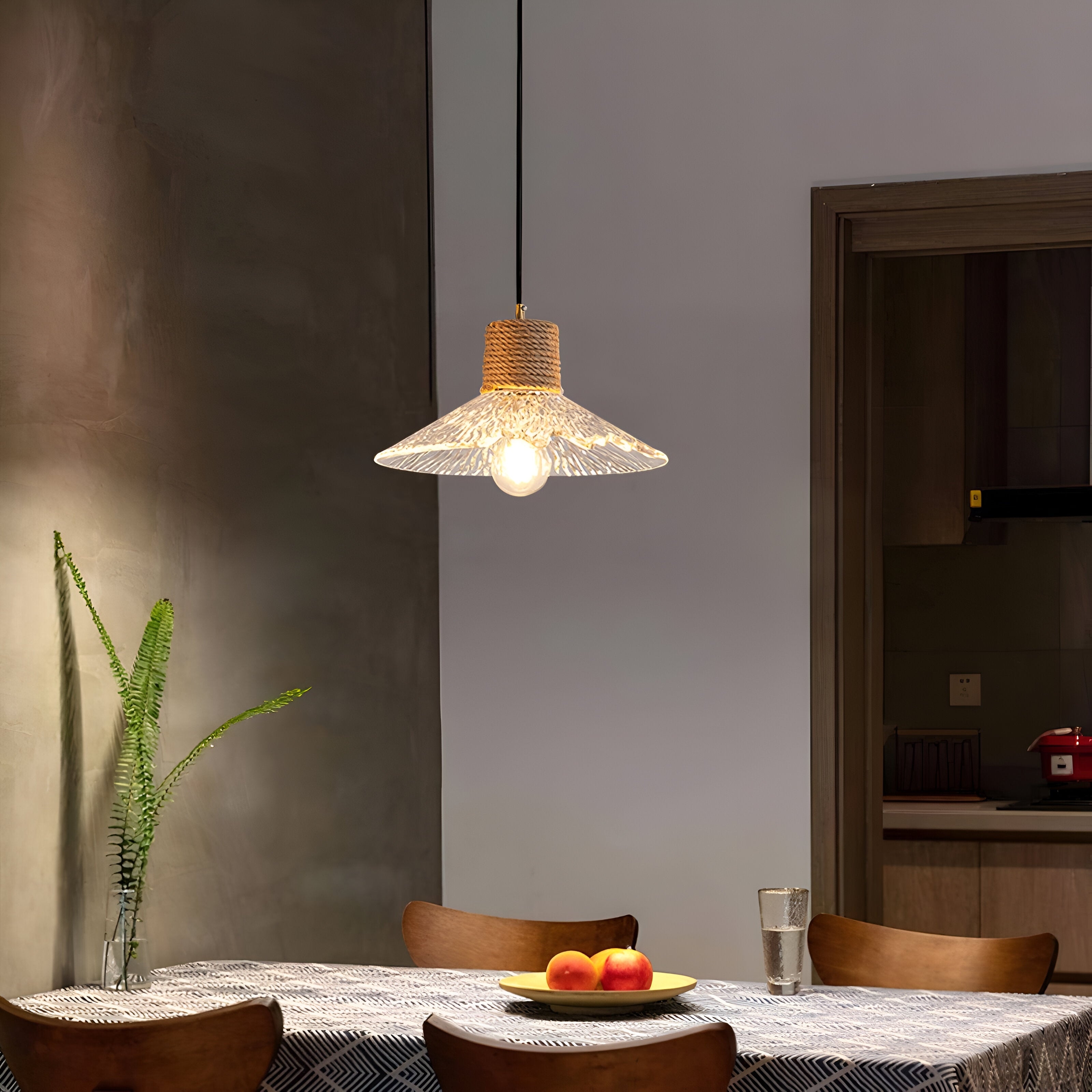 Nordic Hemp Rope Glass Pendant Light T2162