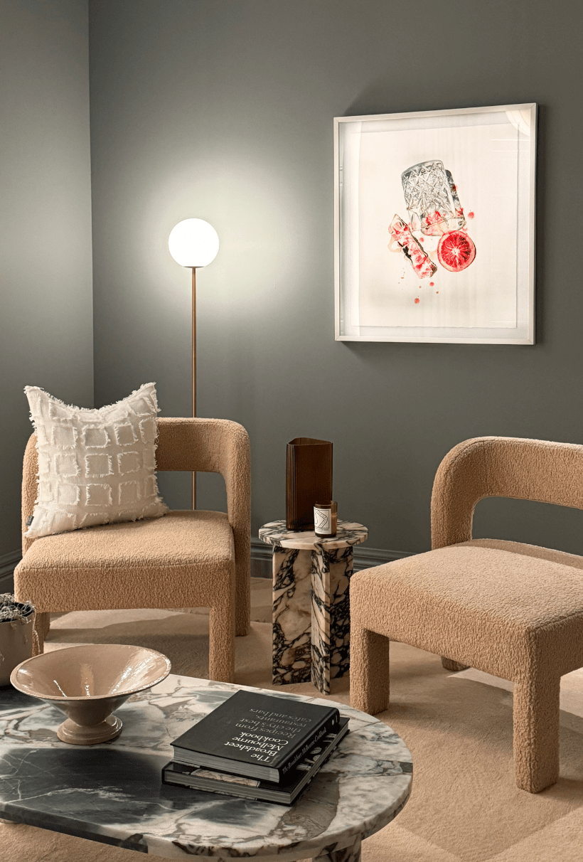 Modern Minimalist Travertine Base Glass Orb Floor Lamp G61