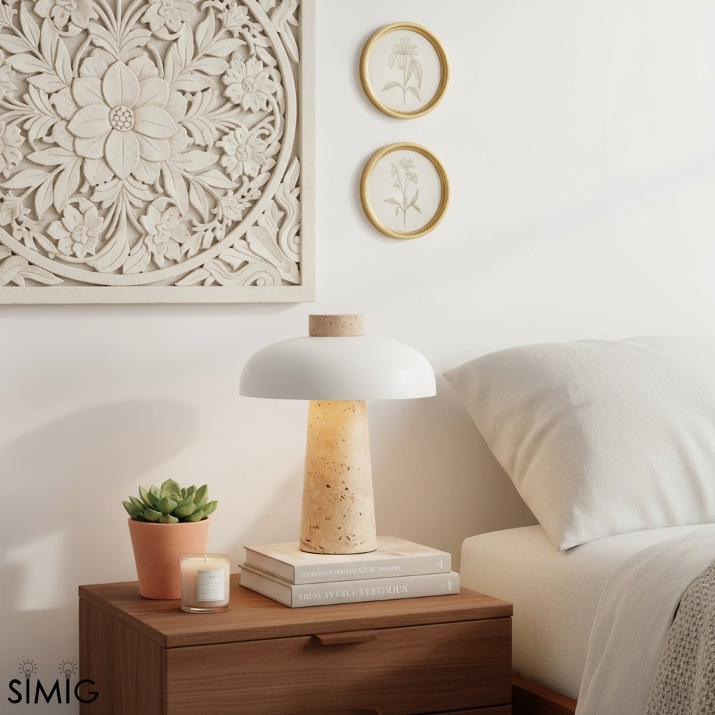 Mushroom Table Lamp - Modern Travertine for Bedroom M503