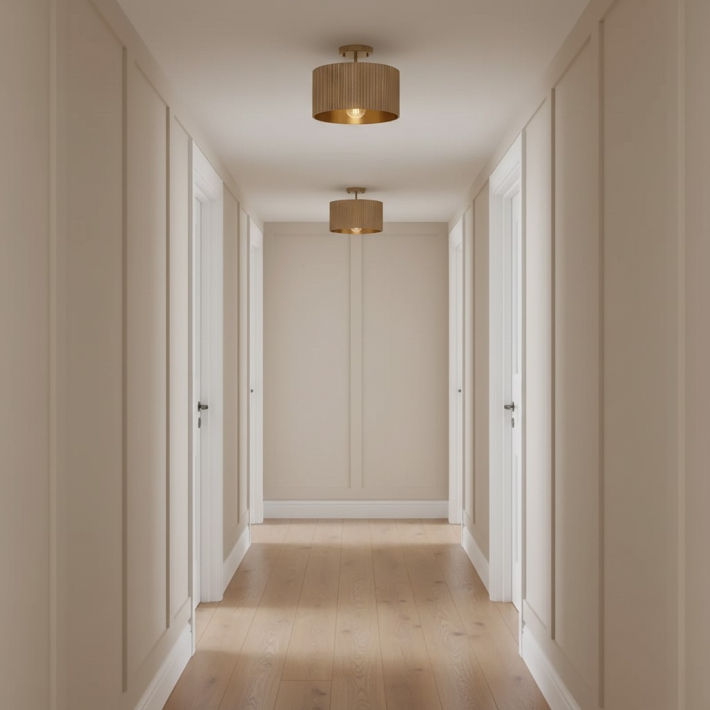 Flutera Fluted Drum Ceiling Light – Farmhouse Textured Flush Mount  Lighting for Living and Bedroom T1090