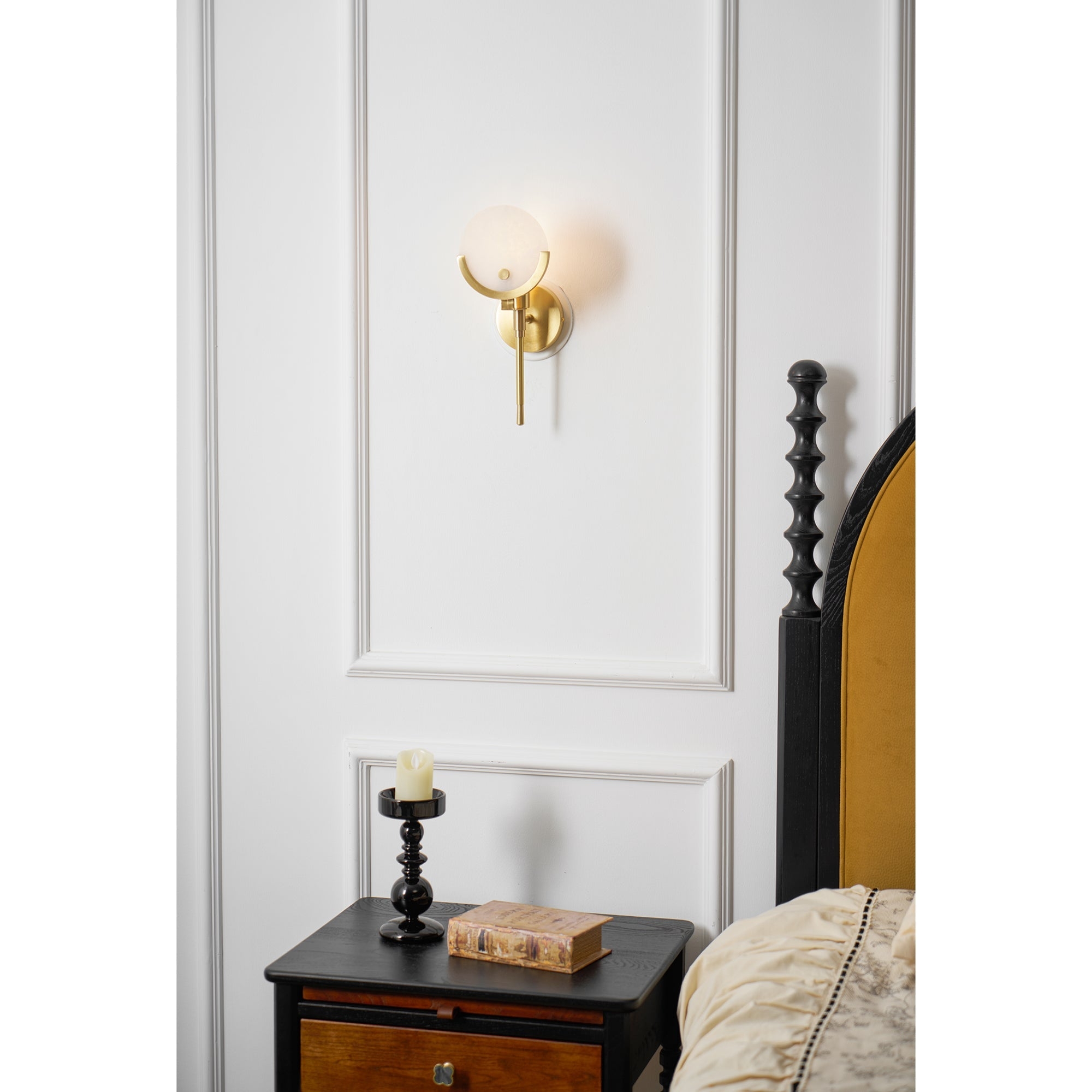 Ava Brass Alabaster Wall Lamp T1612