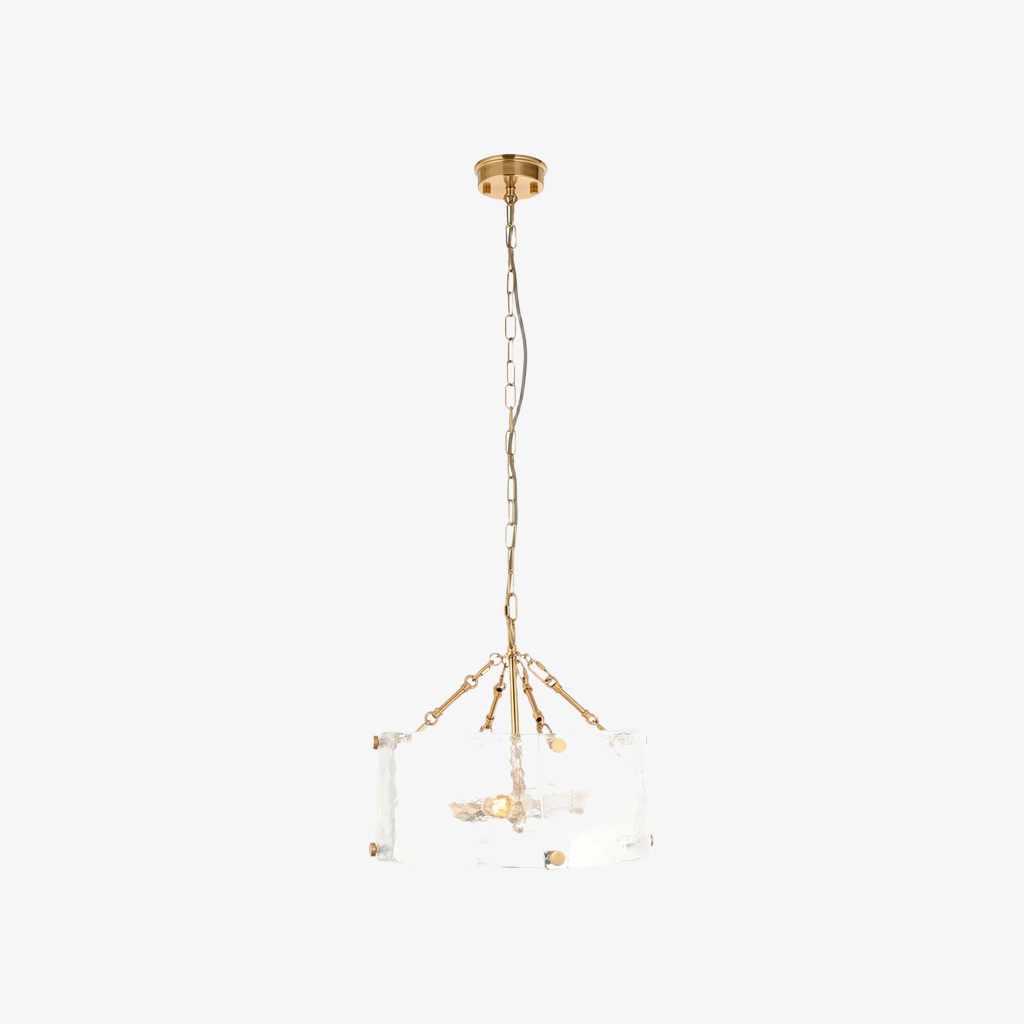 Panellux Decorative Pendant - Handcrafted Curved Glass Panels Brushed Brass Finish for Foyer T958