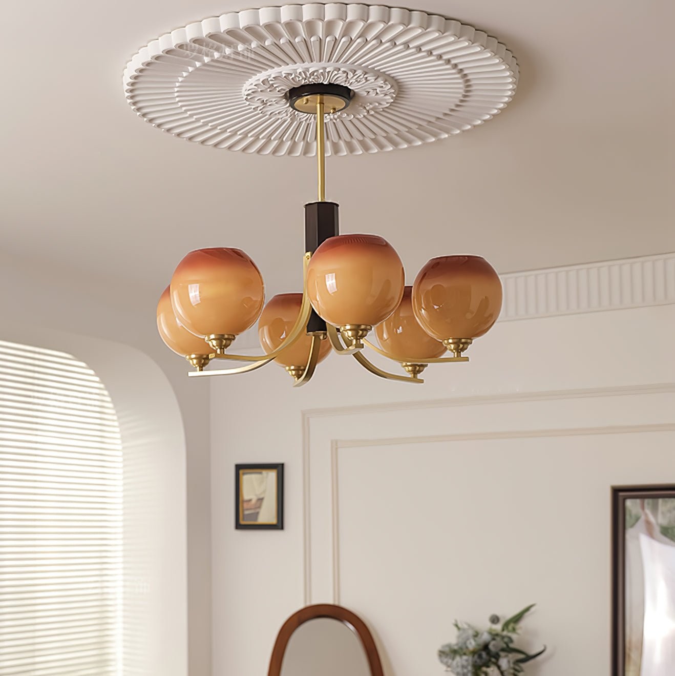 Vintage Caramel Globe Chandelier M398