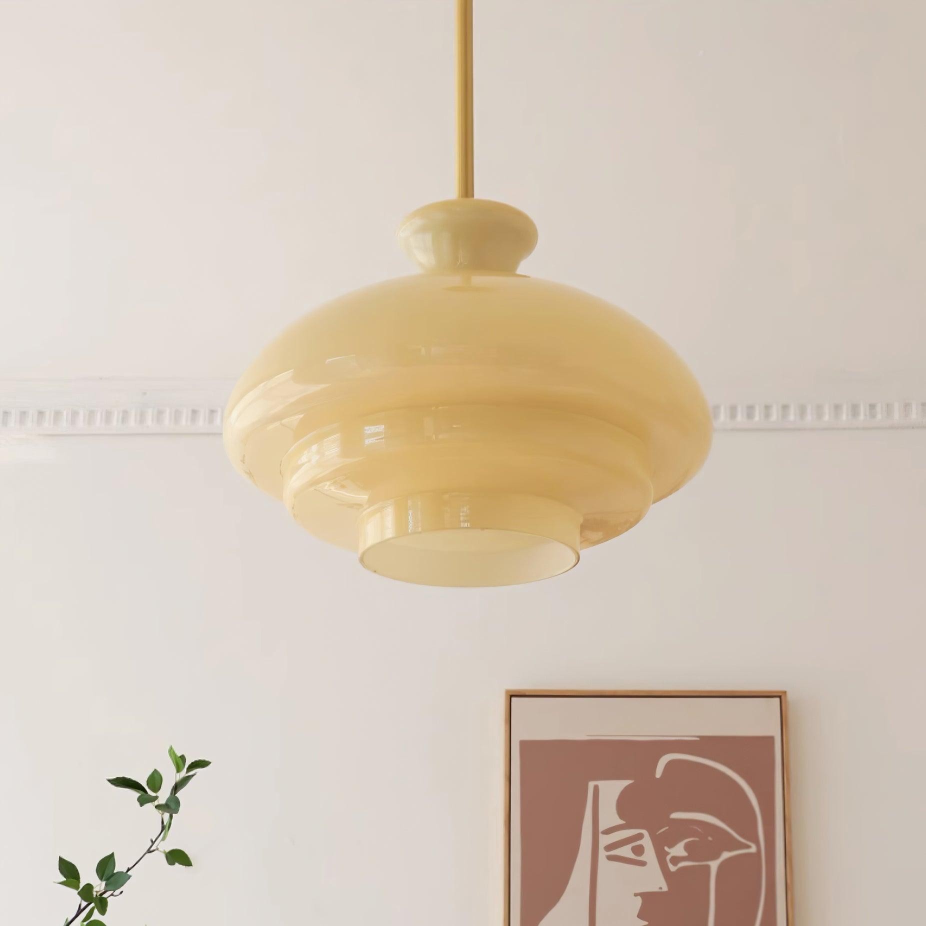 Round Yellow Stylish Simple Glass Pendant Lamp M520