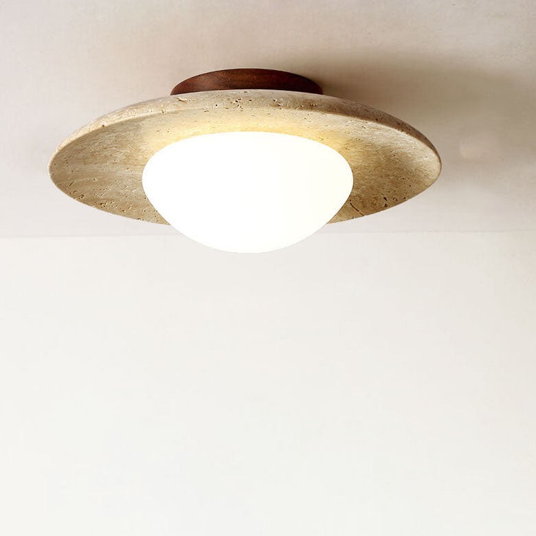 Natural Stone Travertine Ceiling Light - Minimalist Cylindrical Lamp G31