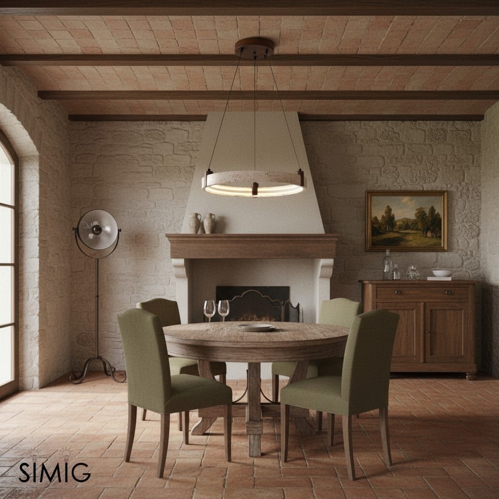 Simple Circular Travertine Pendant Lamp G29