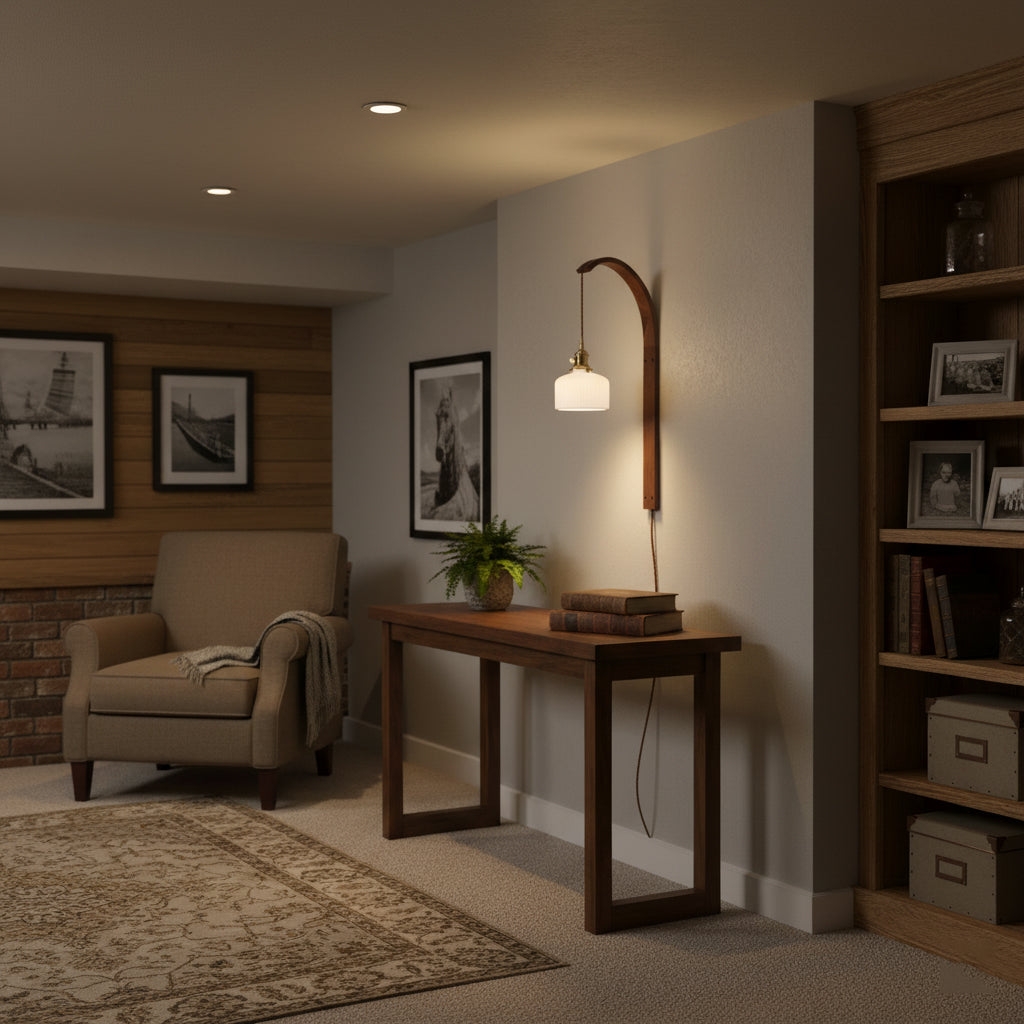 Curved Walnut Ceramic Plug-in Wall Light T1722