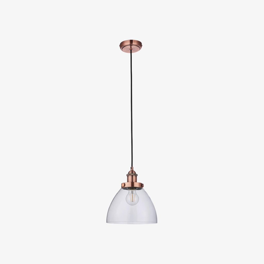 Novera Art Deco Dome Adjustable Height Glass Shade Pendant Light for Living Room T1008