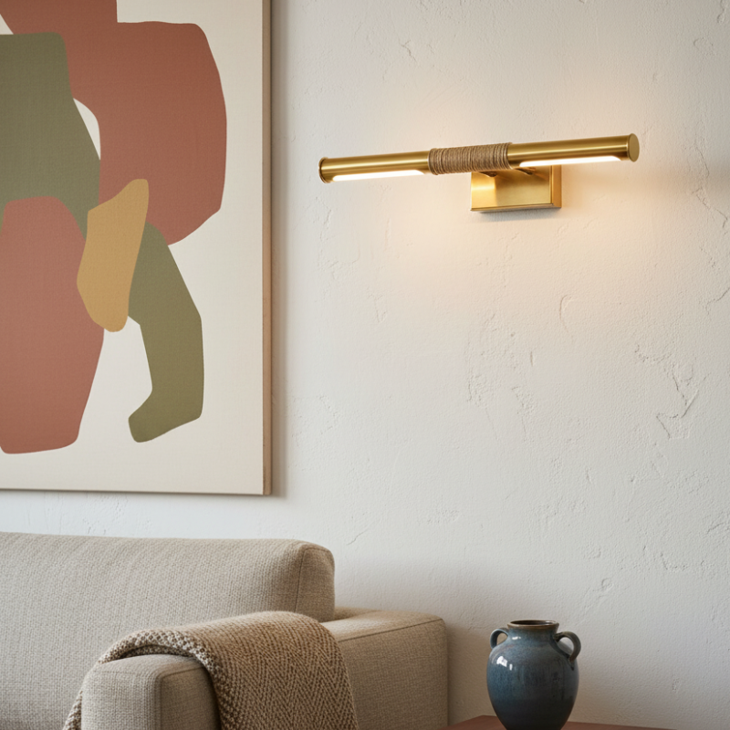 Aurix Picture Light - Slim Wrapped‑Center Bar Design Metal Finish Wall Lamp for Gallery T602