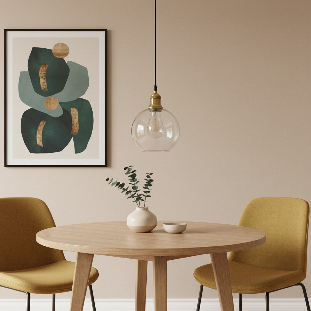 Glavena Vintage Glass Globe Pendant Light - Metal Details Hanging Light for Dining Rooms T1085