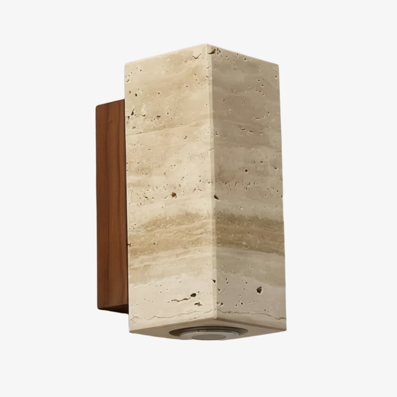 Slivara Natural Stone Backplate with Warm Amber Shade - Vintage Modern Slivara Wall Sconce T513