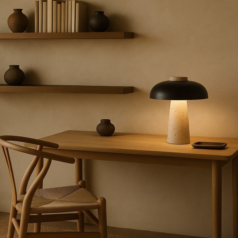 Mushroom Table Lamp - Modern Travertine for Bedroom M503