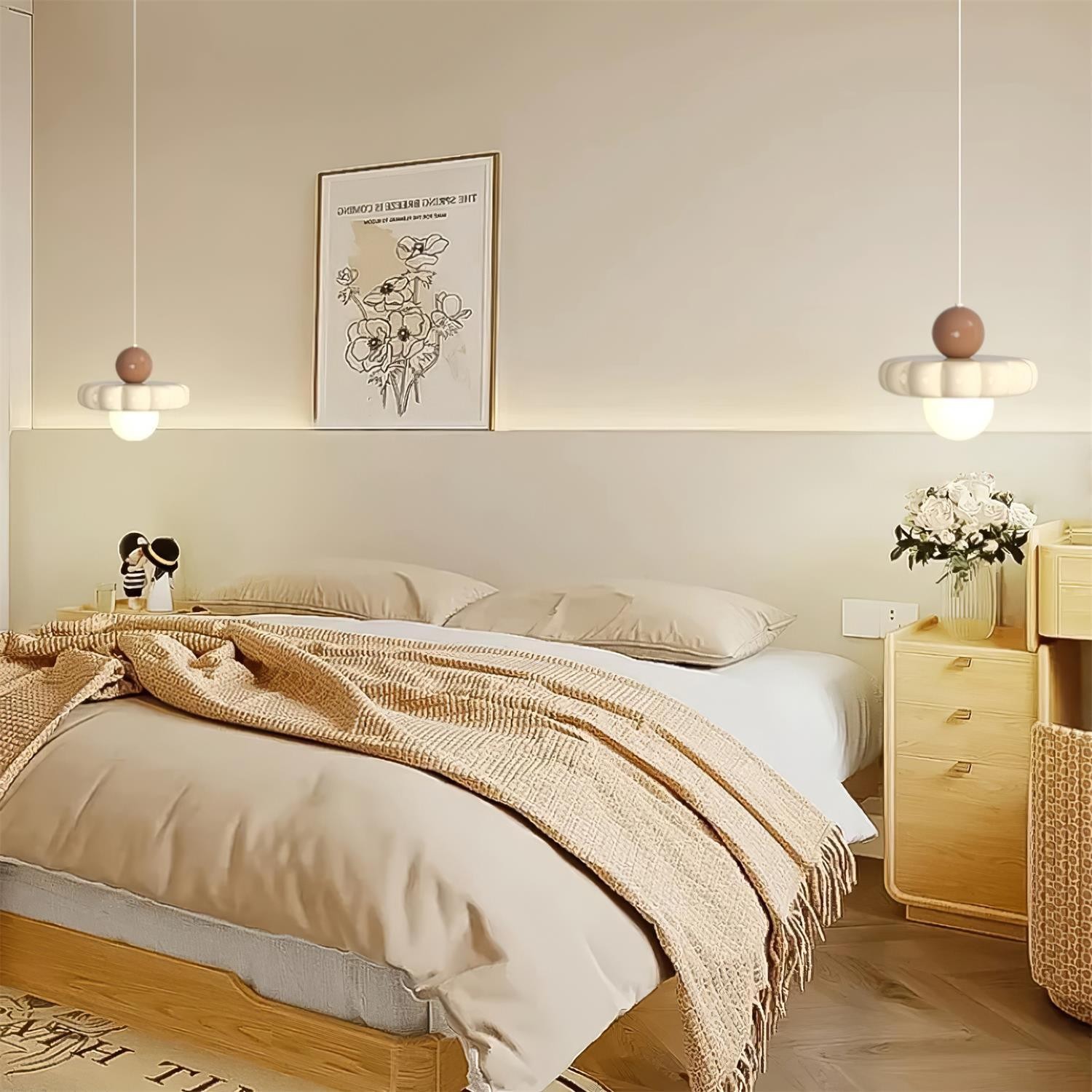 Cream Style Long Line Pumpkin Texture Pendant Lamp M173