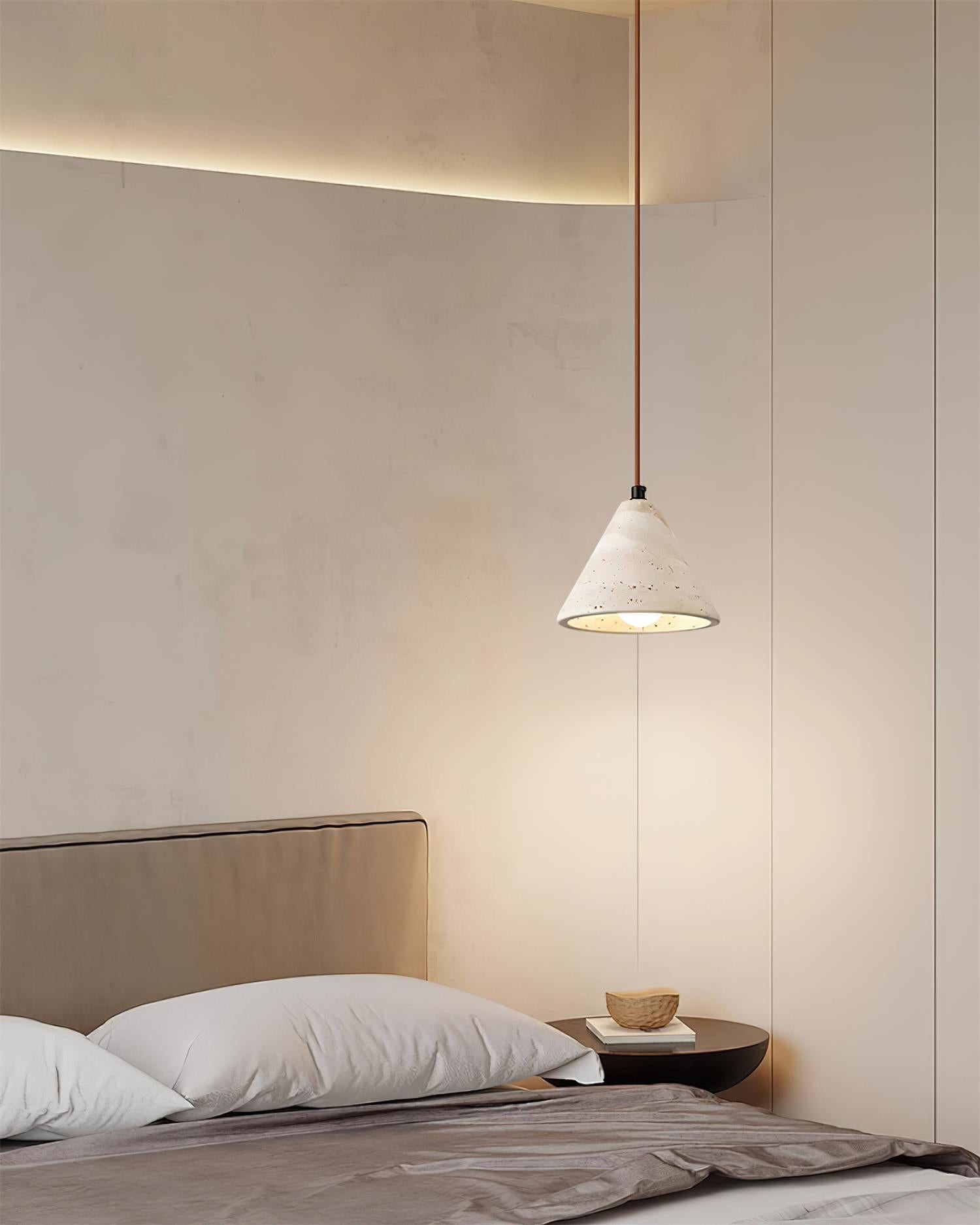Travertine Cone Pendant Lamp - Minimalist Kitchen Island Light M160