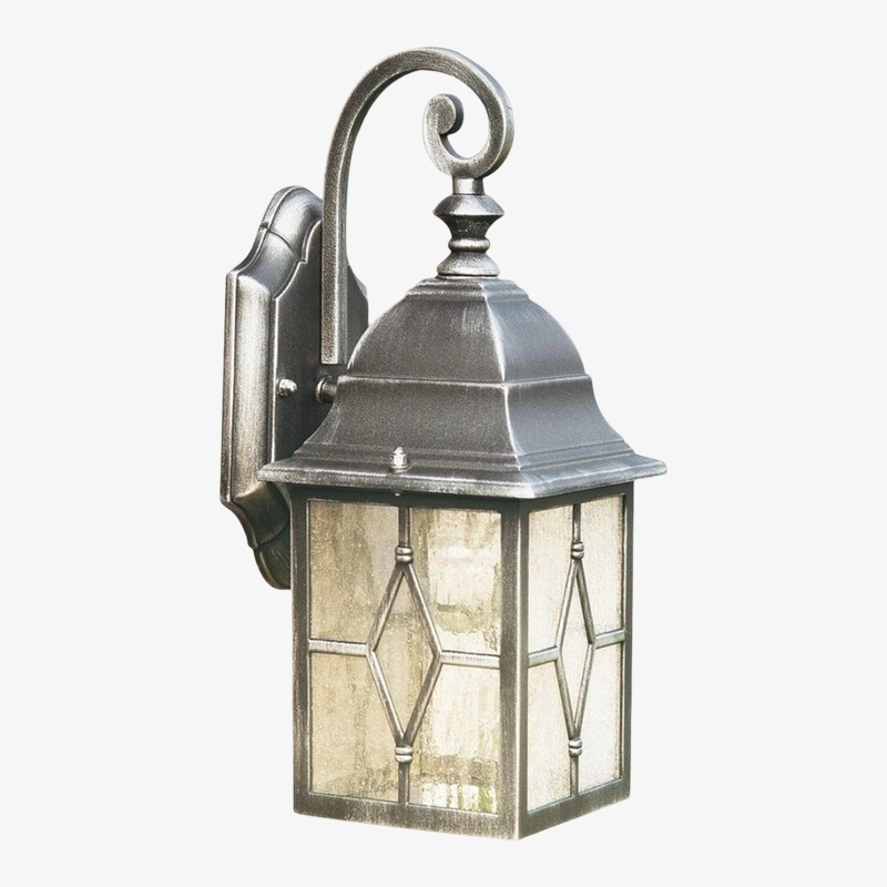 Frostine Traditional Outdoor Wall Light - Leaded Water Glass Lantern for Porch and Patio Lighting T973