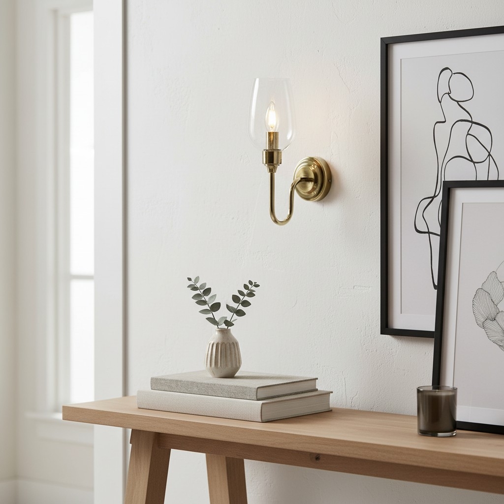 Clarione Art Deco Wall Light with Clear Glass Shade - Modern Metal Design for Hallways T918