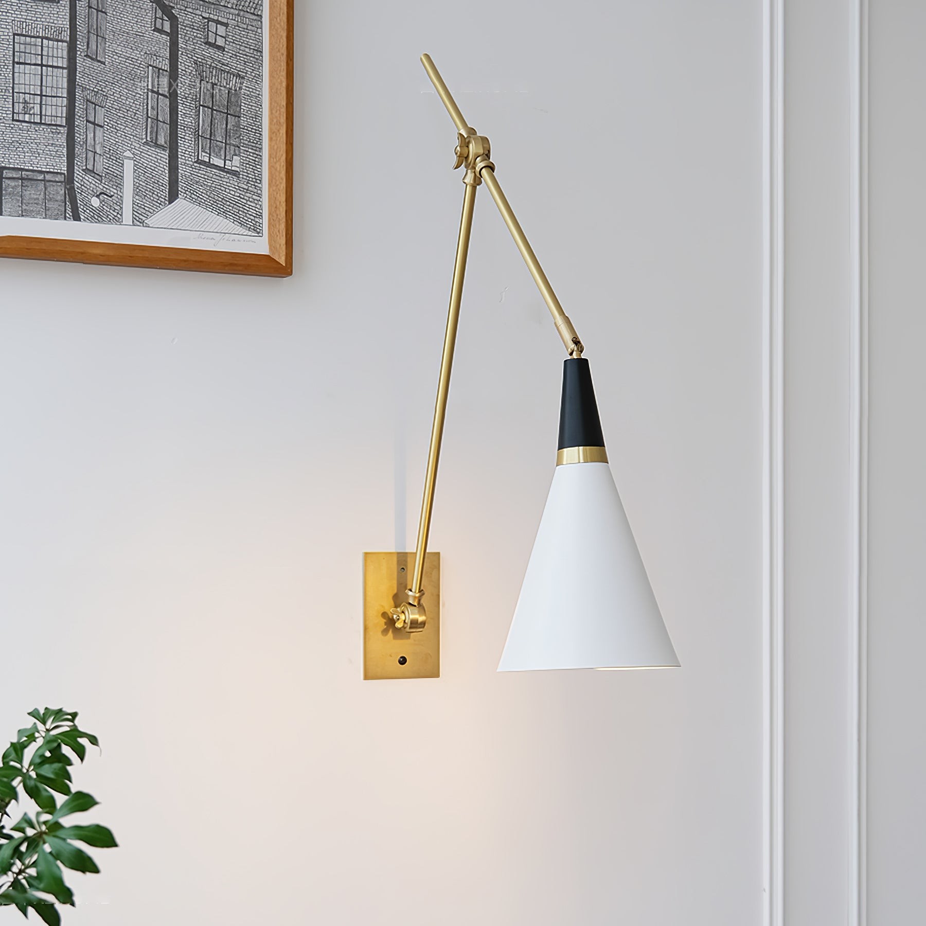 Vintage Metal Adjustable Swing Arm Wall Lamp G37