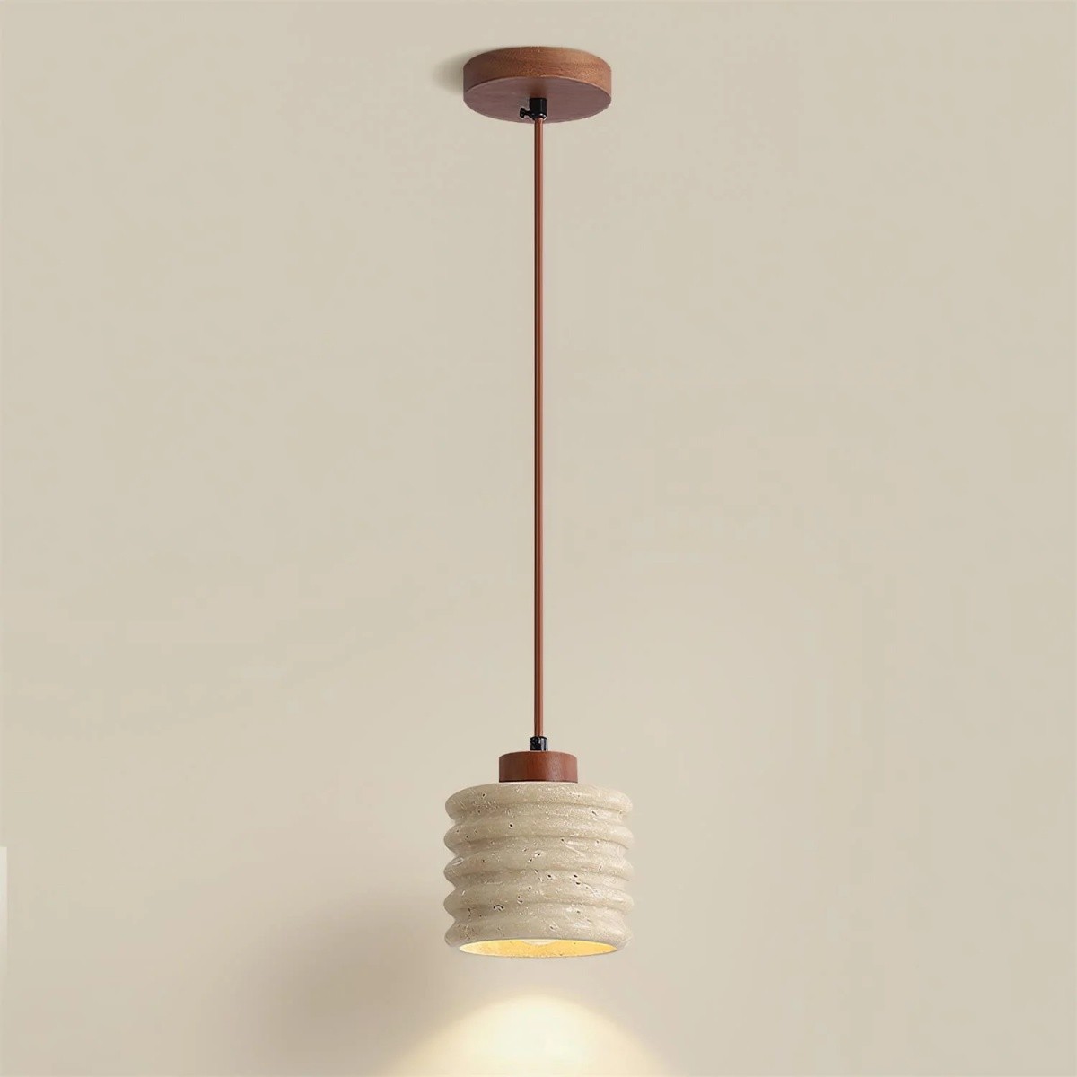 Textured Travertine Hanging Light - Minimalist Bedroom Pendant S265