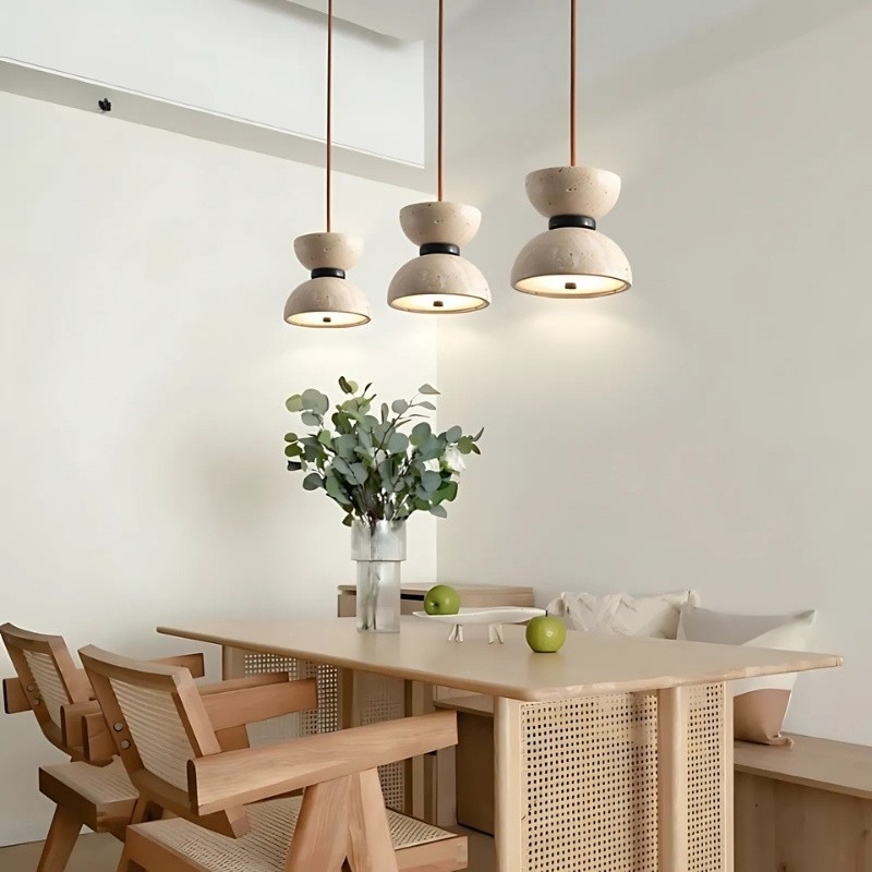 Modern Scandinavian Hourglass Pendant Lamp with Travertine S263