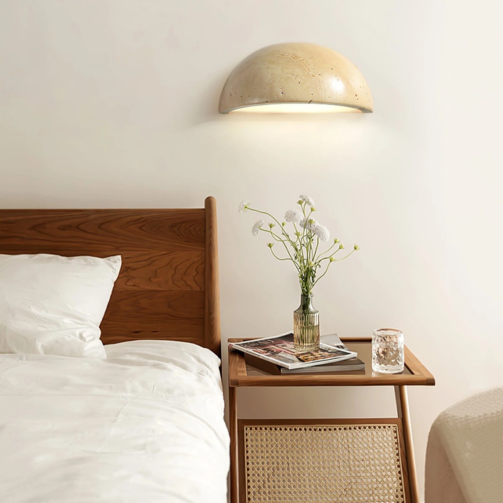 Dome Travertine Wall Sconce – Natural Stone Half Sphere Light S305