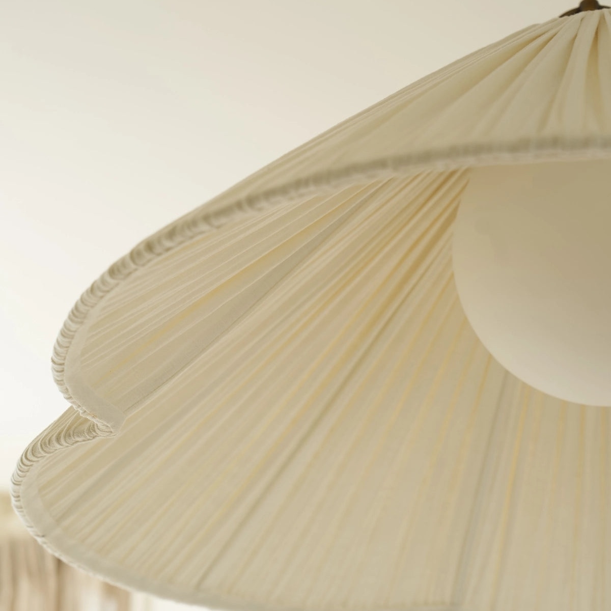 Blossine Linen Scalloped Pendant Light - Layered Shade and Metal Canopy Rustic to Modern T735