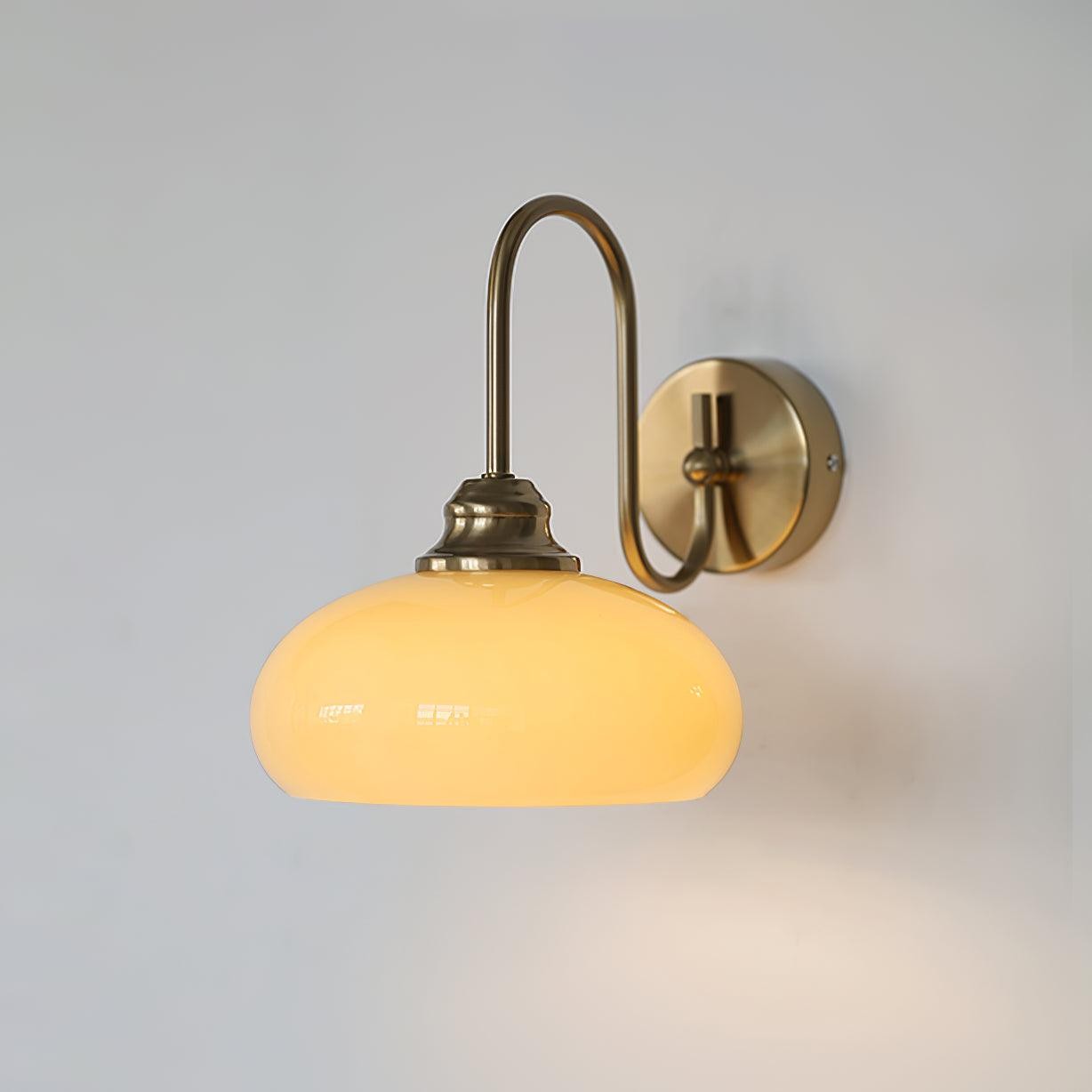 Bauhaus Wind Cream Glass Shade Metal Curved Pole Wall Sconce G45