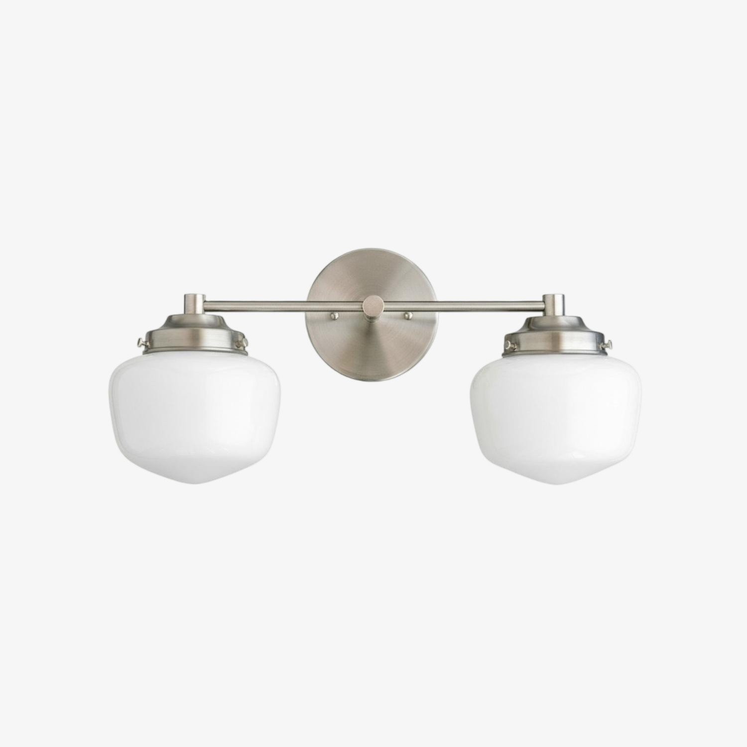 Opalume Glass Art Deco Vanity Light - Bathroom Wall Sconce with White Glass Shades T306